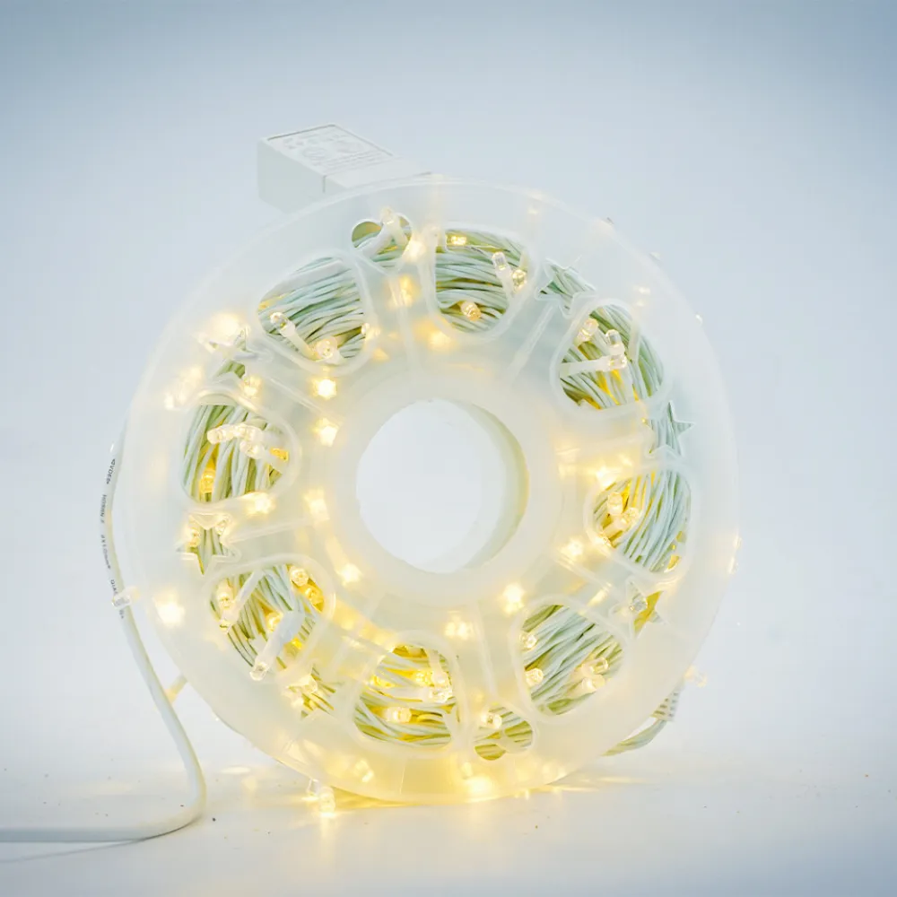 Ghirlanda Luminoasa 50 M cu 480 LEDuri Mari, Cablu Alb, Lumina Calda, 8 Programe, de Exterior