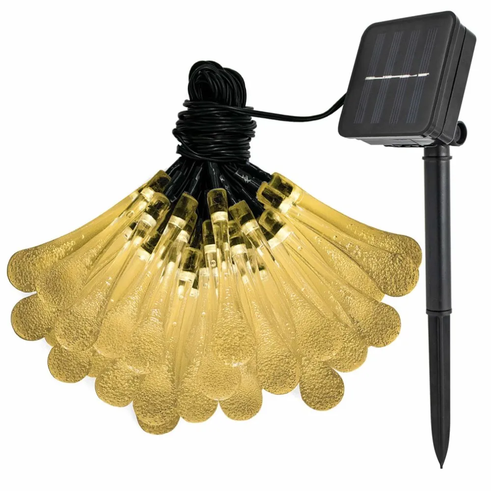 Ghirlanda Luminoasa Solara 4.5M cu 20 Picaturi, 2 Programe, Lumina Calda, de Exterior