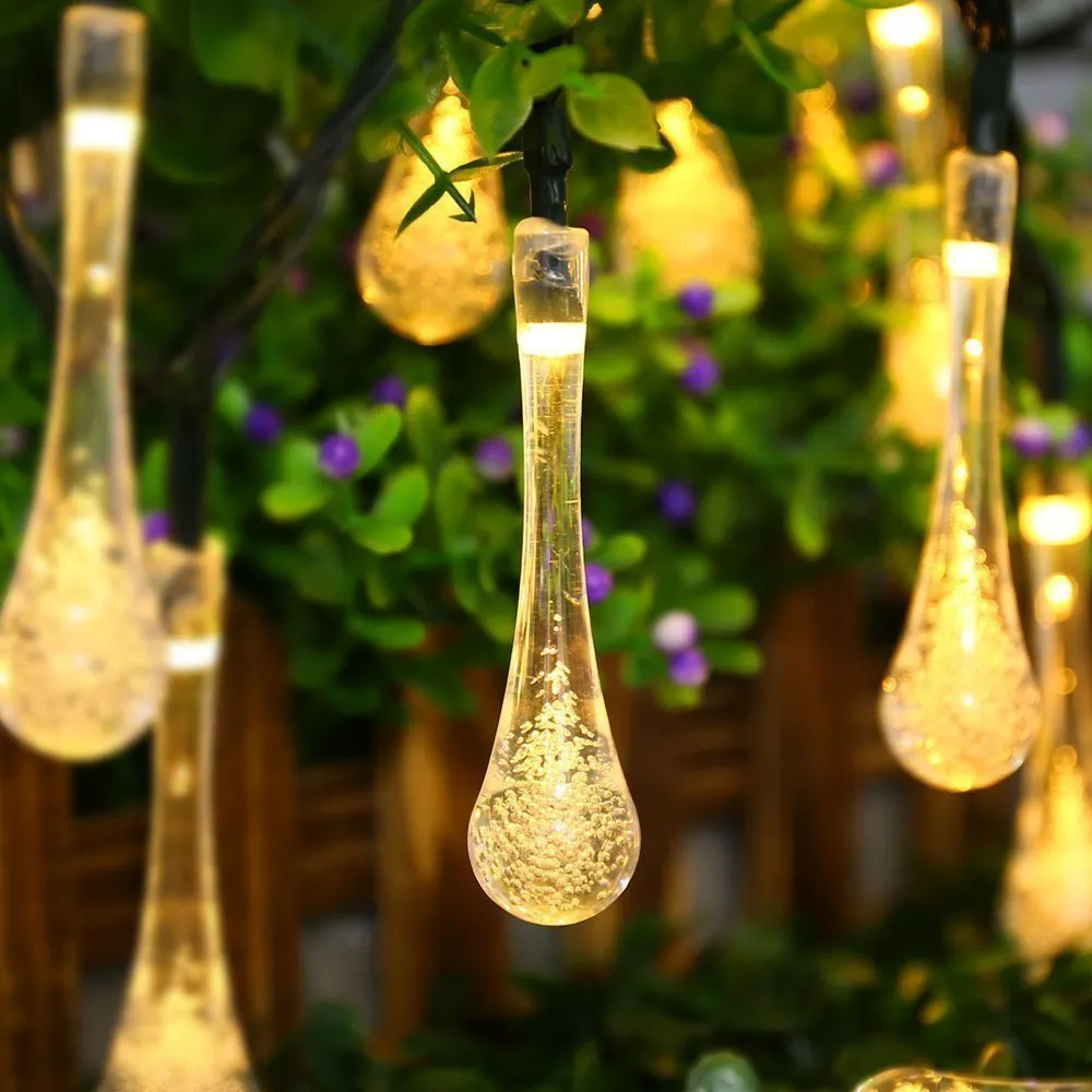 Ghirlanda Luminoasa Solara 4.5M cu 20 Picaturi, 2 Programe, Lumina Calda, de Exterior