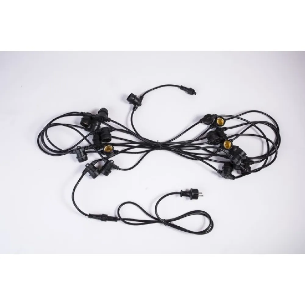Ghirlanda Luminoasa 5M cu 10 Becuri LED Mari, E27, 2W, Dimabile, Cablu Negru, Lumina Calda, Conectabila 80M, de Exterior