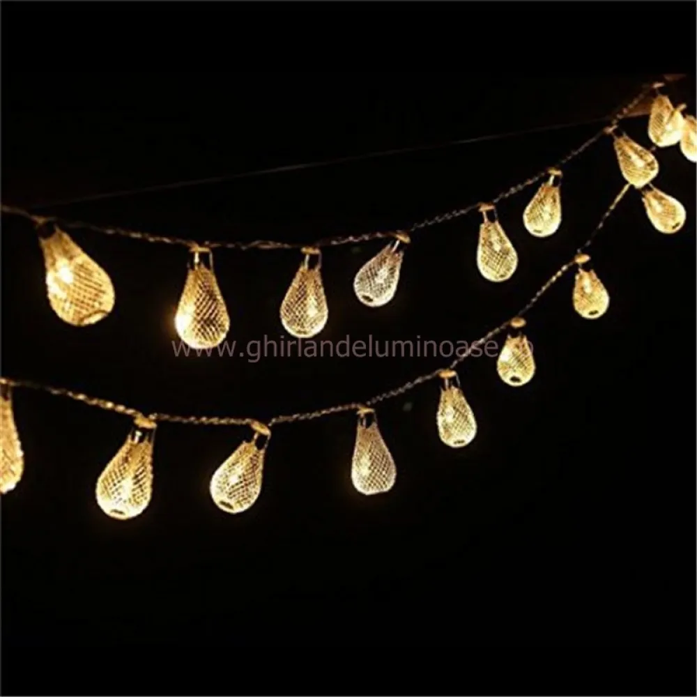 Ghirlanda Luminoasa Decorativa 10M cu 100 Globuri MiniPara Argintiu Oxidat, Cablu Transparent, Lumina Calda, Conectabila 50M