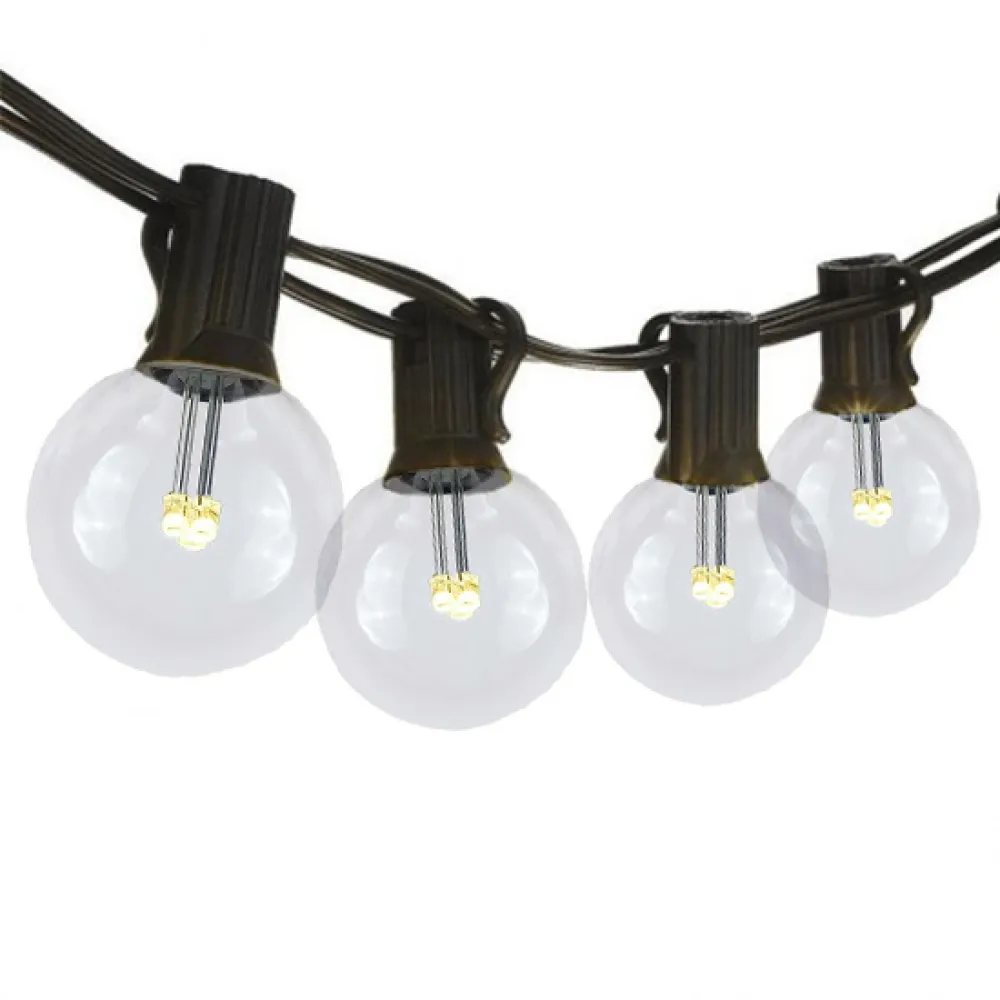Ghirlanda Luminoasa 15M cu 50 Becuri LED, E12, 1W, Cablu Negru, Lumina Calda, Conectabila 210M, de Exterior