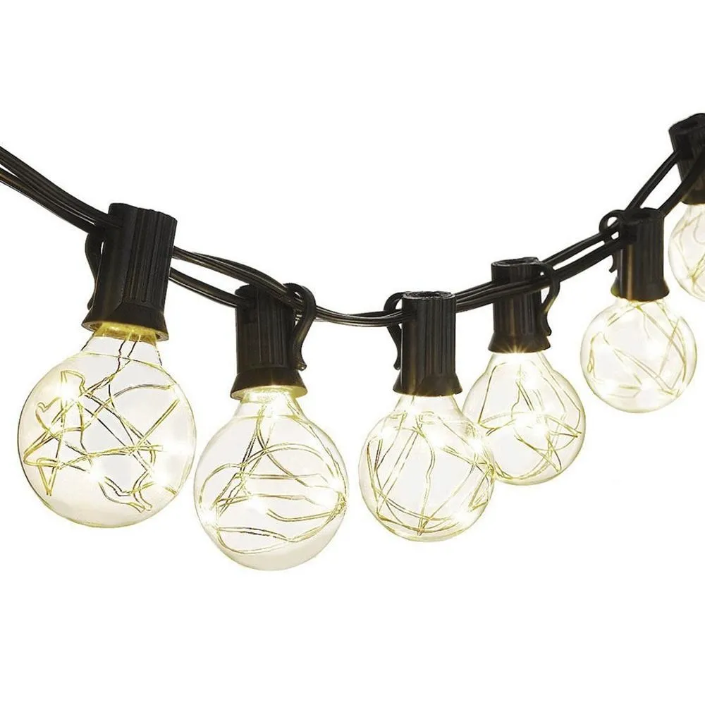 Ghirlanda Luminoasa 4M cu 25 Becuri cu MiniLEDuri, Cablu Negru, Lumina Calda, de Exterior