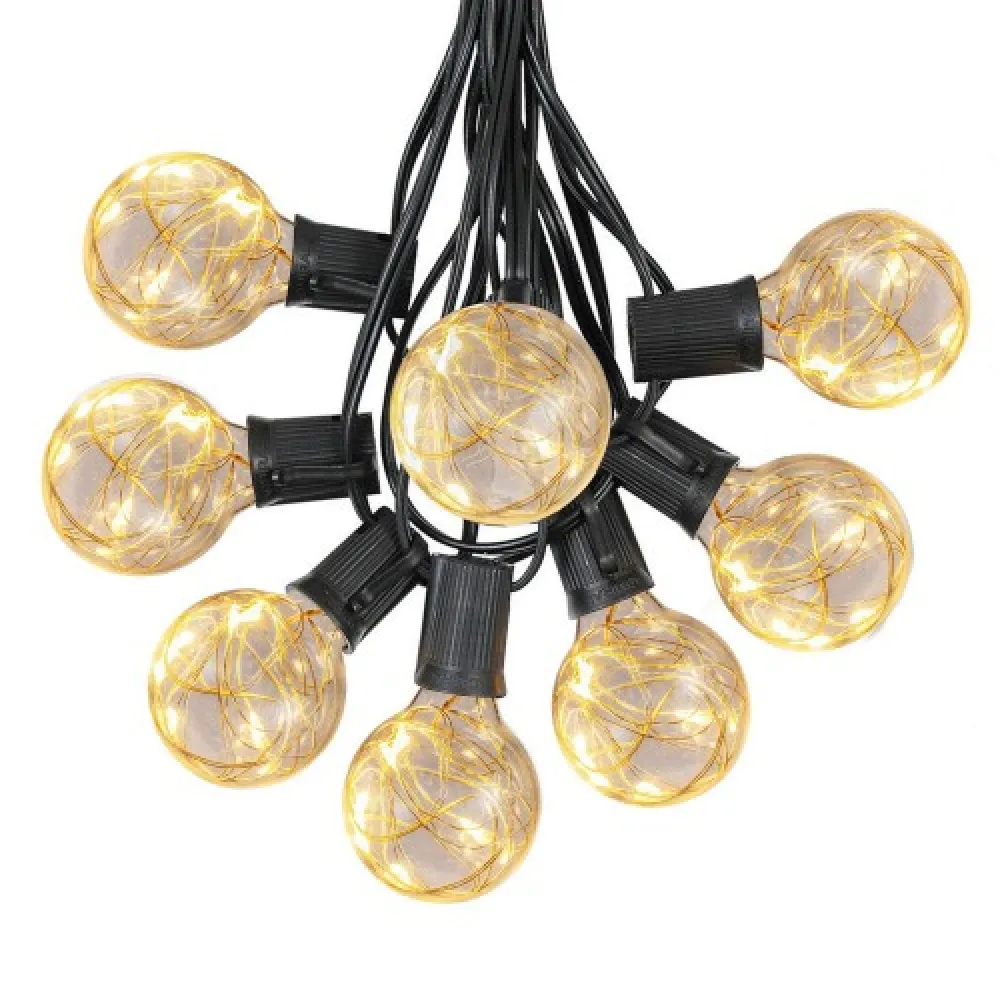 Ghirlanda Luminoasa 4M cu 25 Becuri cu MiniLEDuri, Cablu Negru, Lumina Calda, de Exterior
