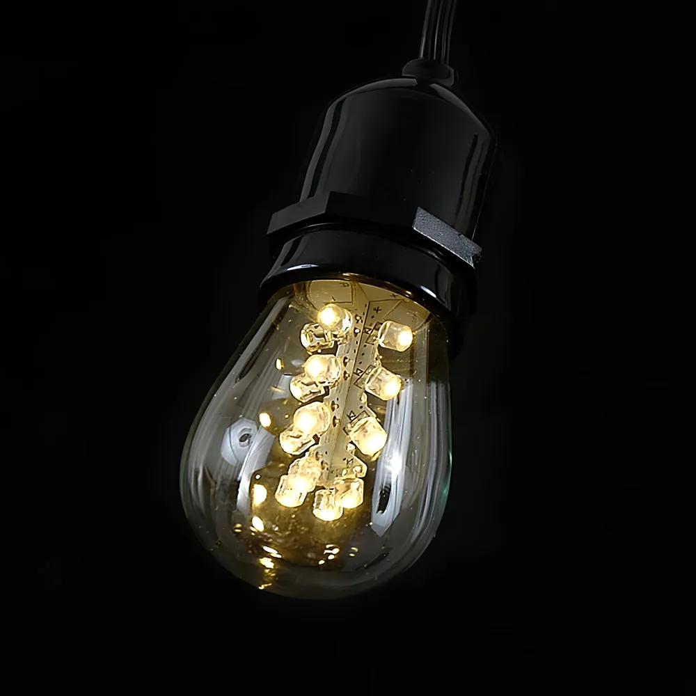 Bec 16 LEDuri Transparent, 2W, din Sticla, E27, S14, Lumina Foarte Calda, de Exterior