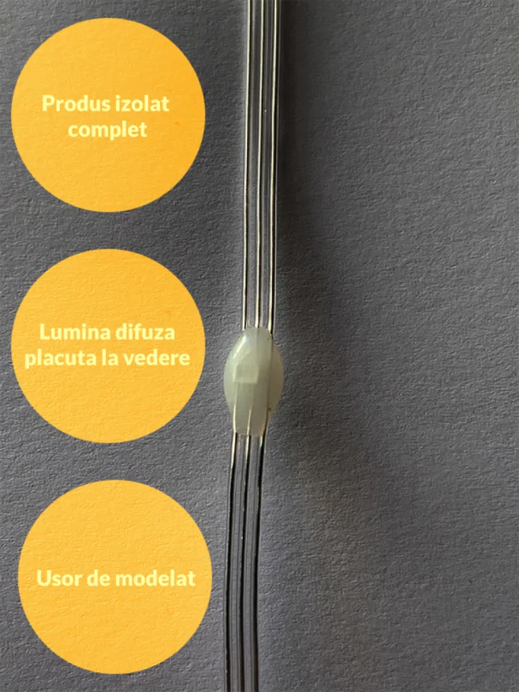Ghirlanda Luminoasa Decorativa din Cupru 40M cu 444 LEDuri, Cablu Transparent, 8 Programe, Lumina Colorata, de Exterior
