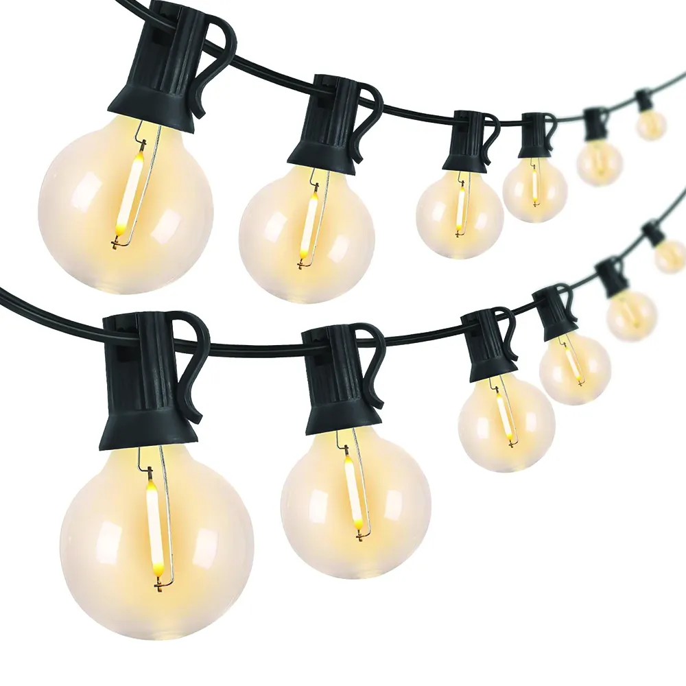 Ghirlanda Luminoasa 10M cu 25 Becuri LED, E12, 1W, Cablu Negru, Lumina Calda, de Exterior