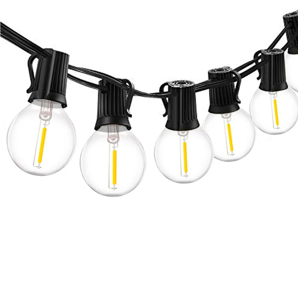 Ghirlanda Luminoasa 15M cu 50 Becuri LED, E12, 1W, Cablu Negru, Lumina Calda, Conectabila 210M, de Exterior