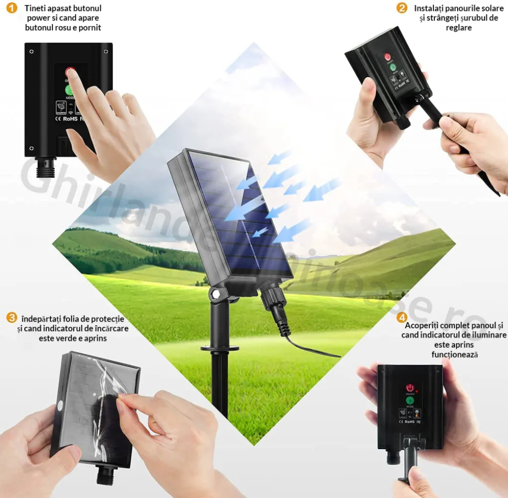 Ghirlanda Luminoasa Solara 40M cu 400 LEDuri, 8 Programe, Lumina Calda, cu Telecomanda
