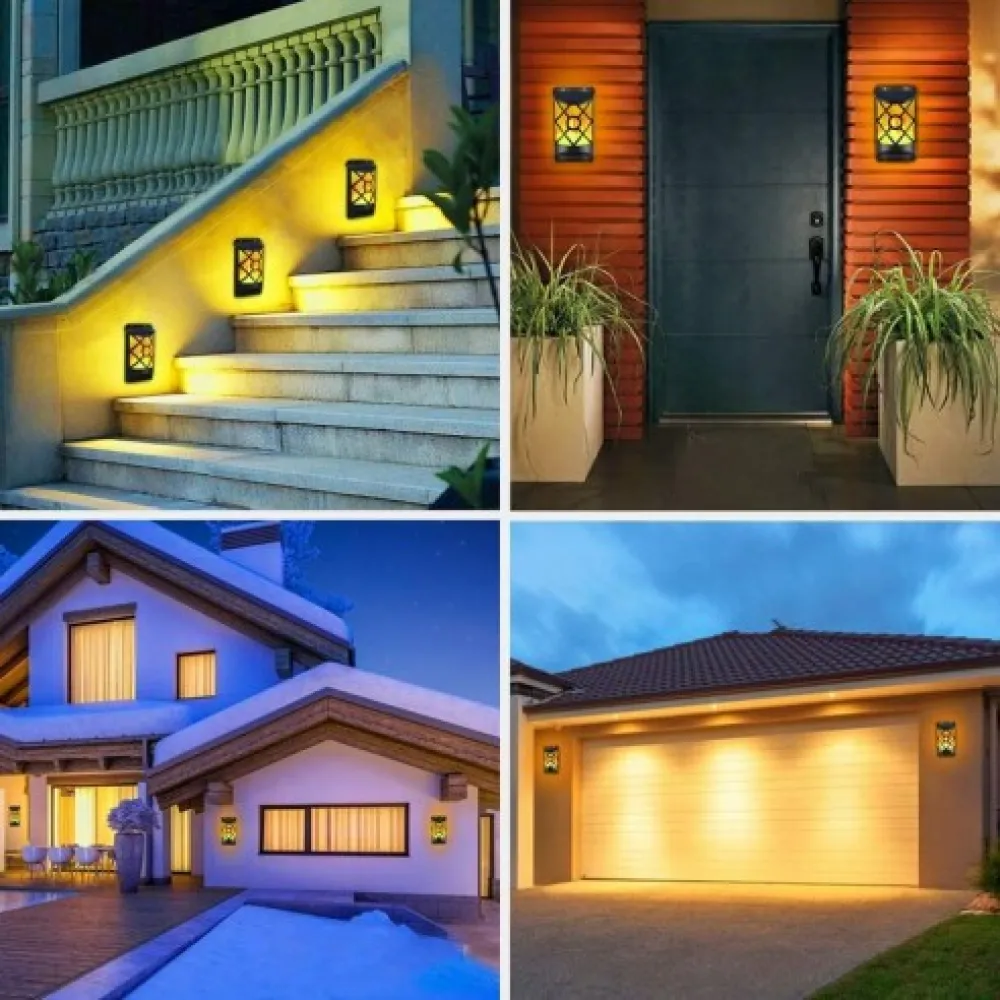 Lampa Solara de Perete cu Efect de Flacara