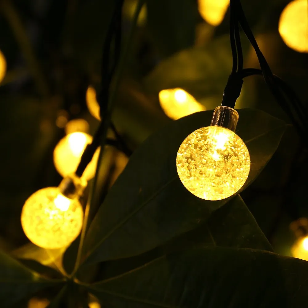 Ghirlanda Luminoasa Solara 3M cu 30 Globulete, 2 Programe, Lumina Calda