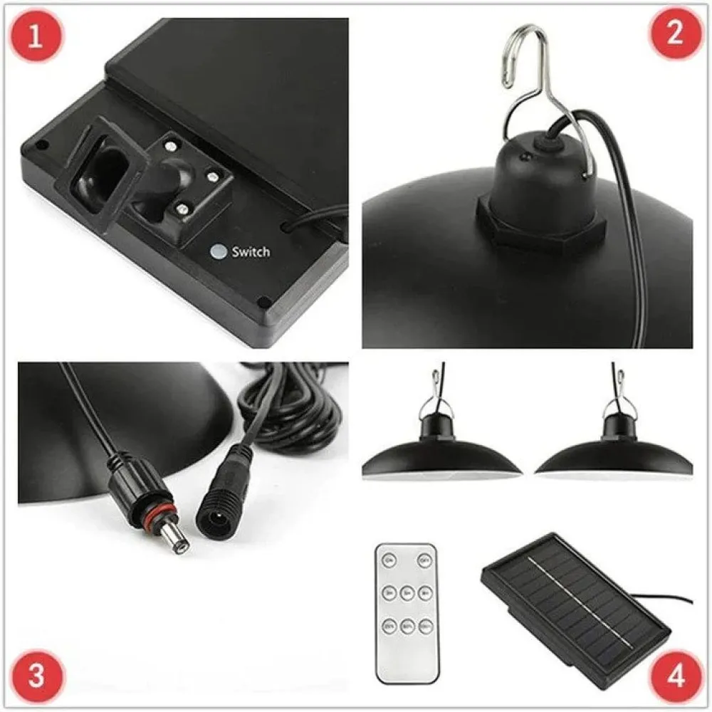 Lampa Solara Suspendata, de Interior sau Exterior, cu 3 Moduri de Functionare si Telecomanda