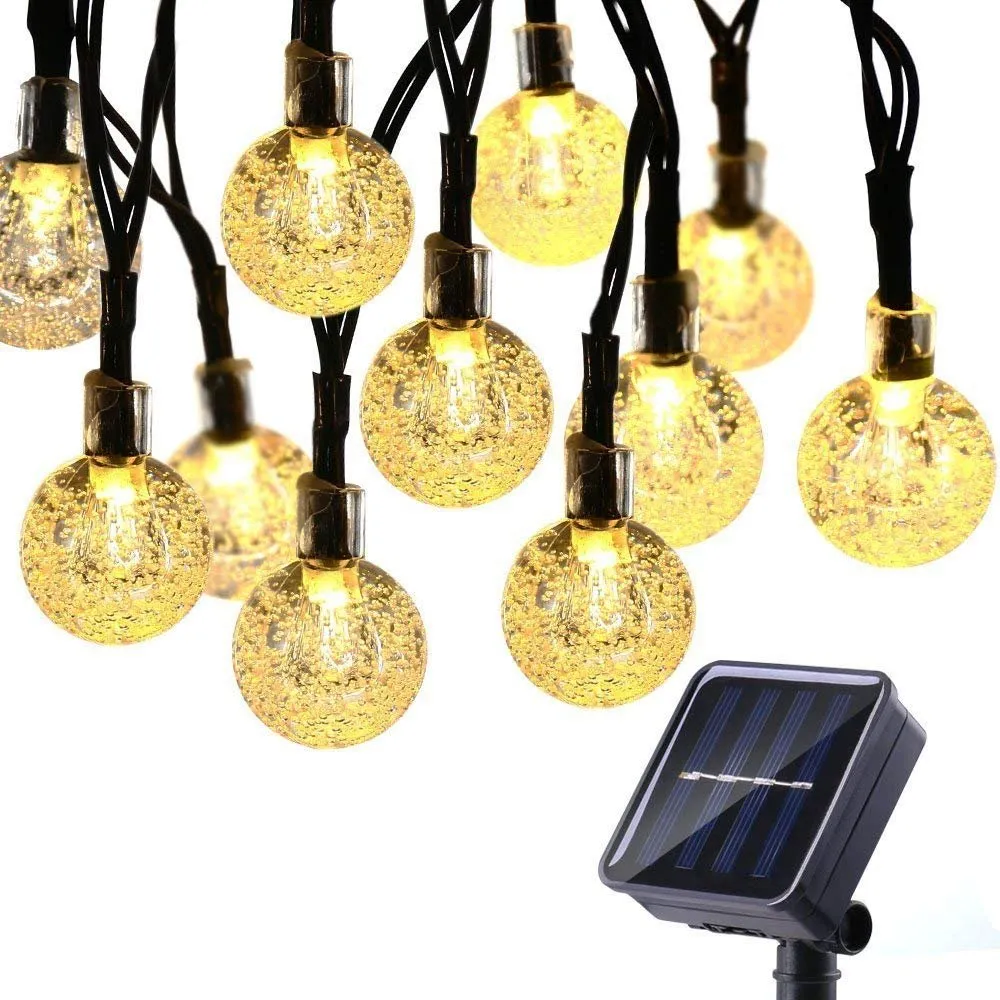 Ghirlanda Luminoasa Solara 3M cu 20 Globulete LED, Lumina Calda, de Exterior
