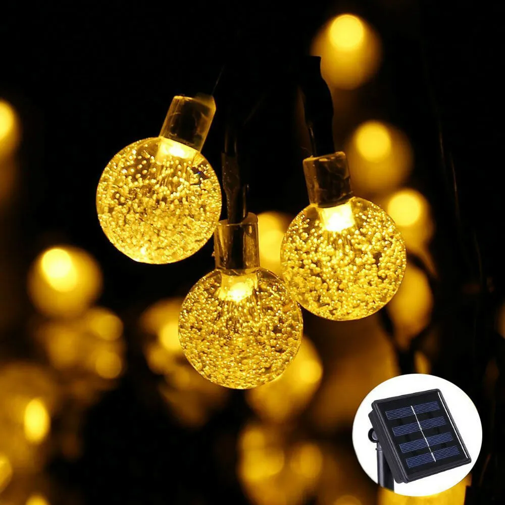 Ghirlanda Luminoasa Solara 3M cu 20 Globulete LED, Lumina Calda, de Exterior