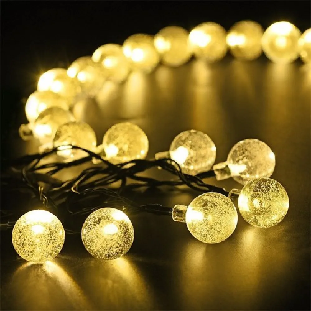 Ghirlanda Luminoasa Solara 3M cu 20 Globulete LED, Lumina Calda, de Exterior