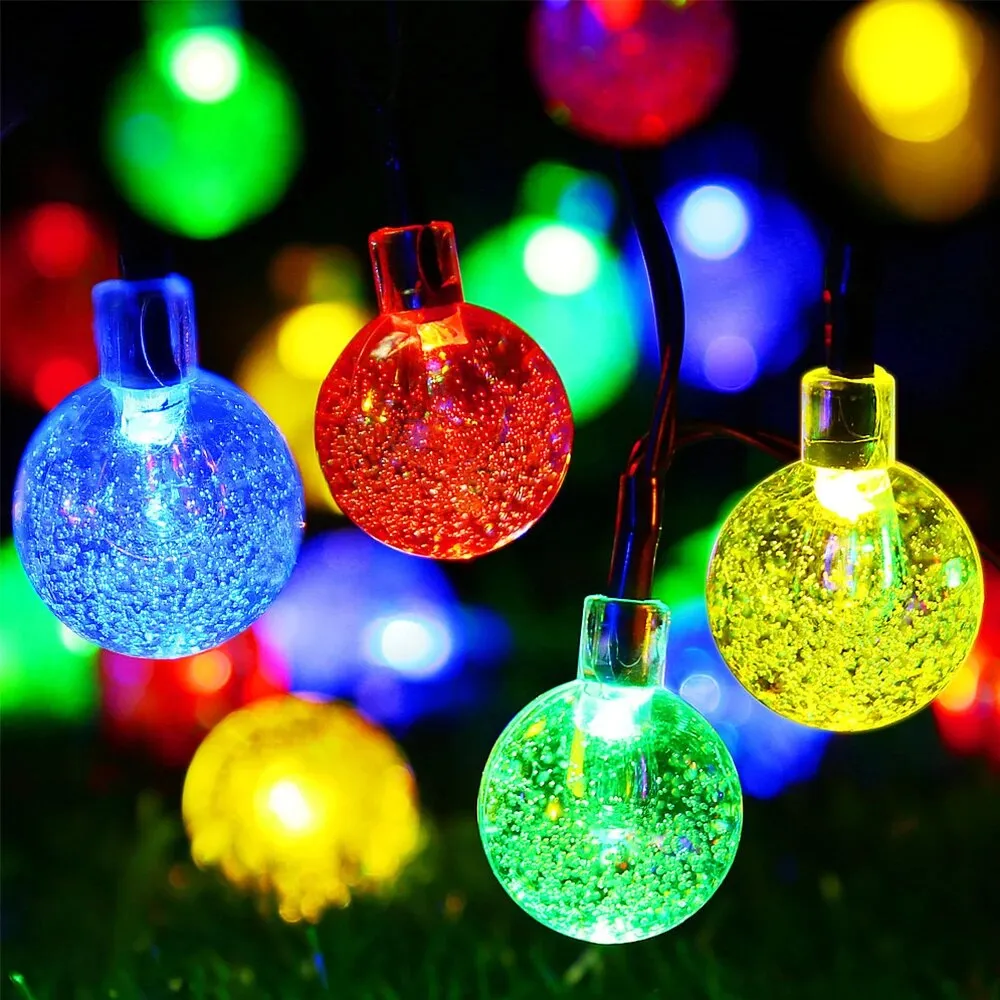 Ghirlanda Luminoasa Solara 3M cu 20 Globulete LED, Lumina Colorata, de Exterior
