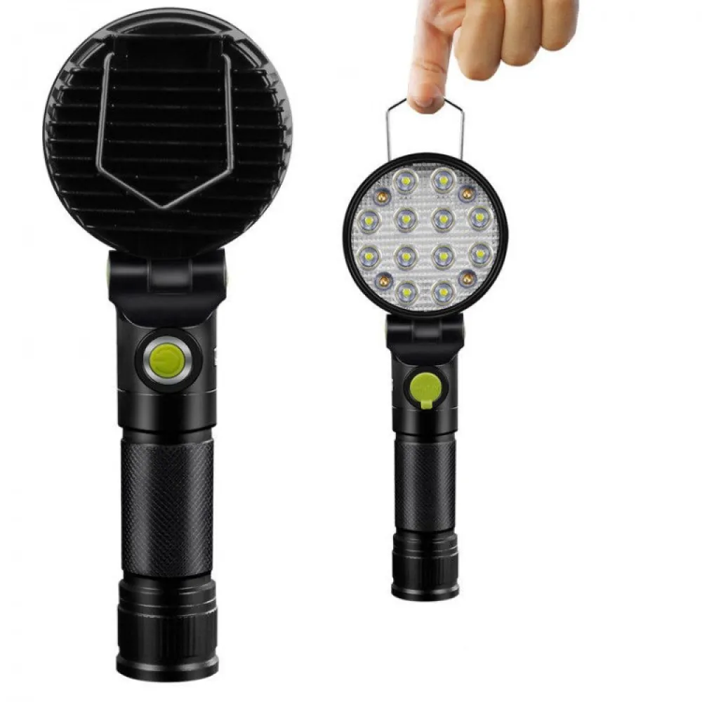 Lanterna LED COB cu Incarcare USB, 4 Moduri de Iluminat, Carlig si Magnet de Prindere