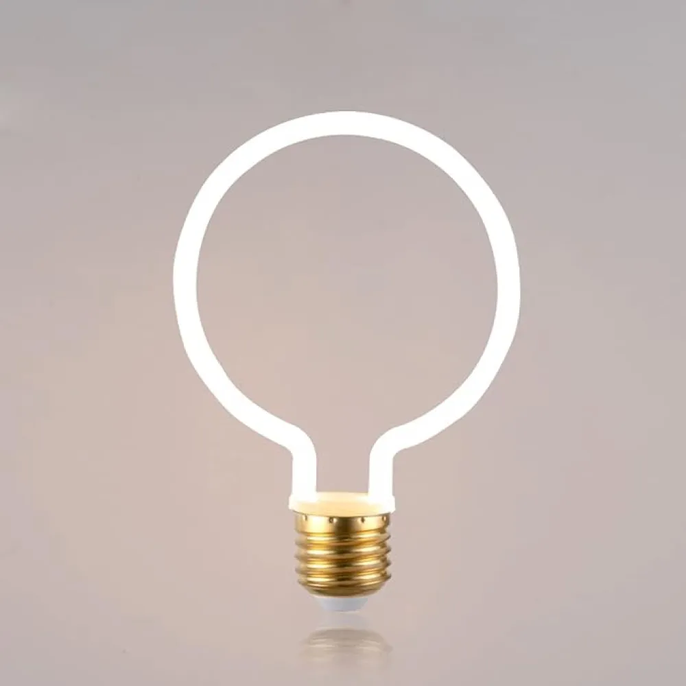 Bec LED cu Efect Neon 4W, din Plastic, Dimabil, E27, G95, Lumina Foarte Calda, de Exterior