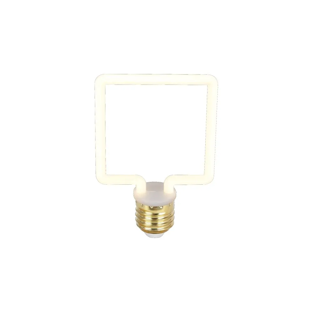 Bec LED cu Efect Neon 4W, din Plastic, Dimabil, E27, Patrat, Lumina Foarte Calda, de Exterior