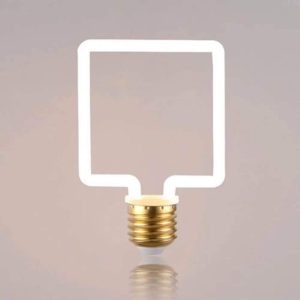 Bec LED cu Efect Neon 4W, din Plastic, Dimabil, E27, Patrat, Lumina Foarte Calda, de Exterior