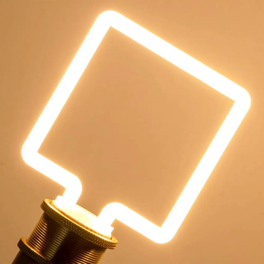 Bec LED cu Efect Neon 4W, din Plastic, Dimabil, E27, Patrat, Lumina Foarte Calda, de Exterior