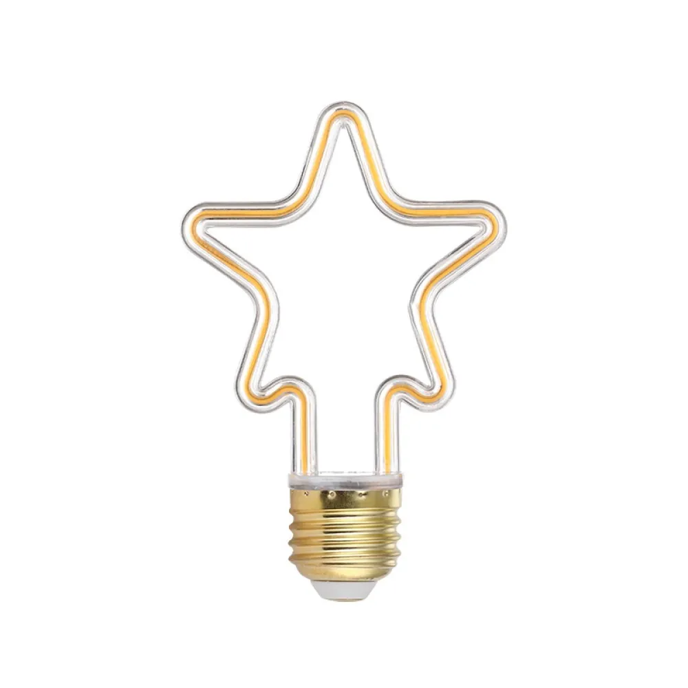 Bec LED cu Efect Neon 4W, din Plastic, E27, Stea, Lumina Calda
