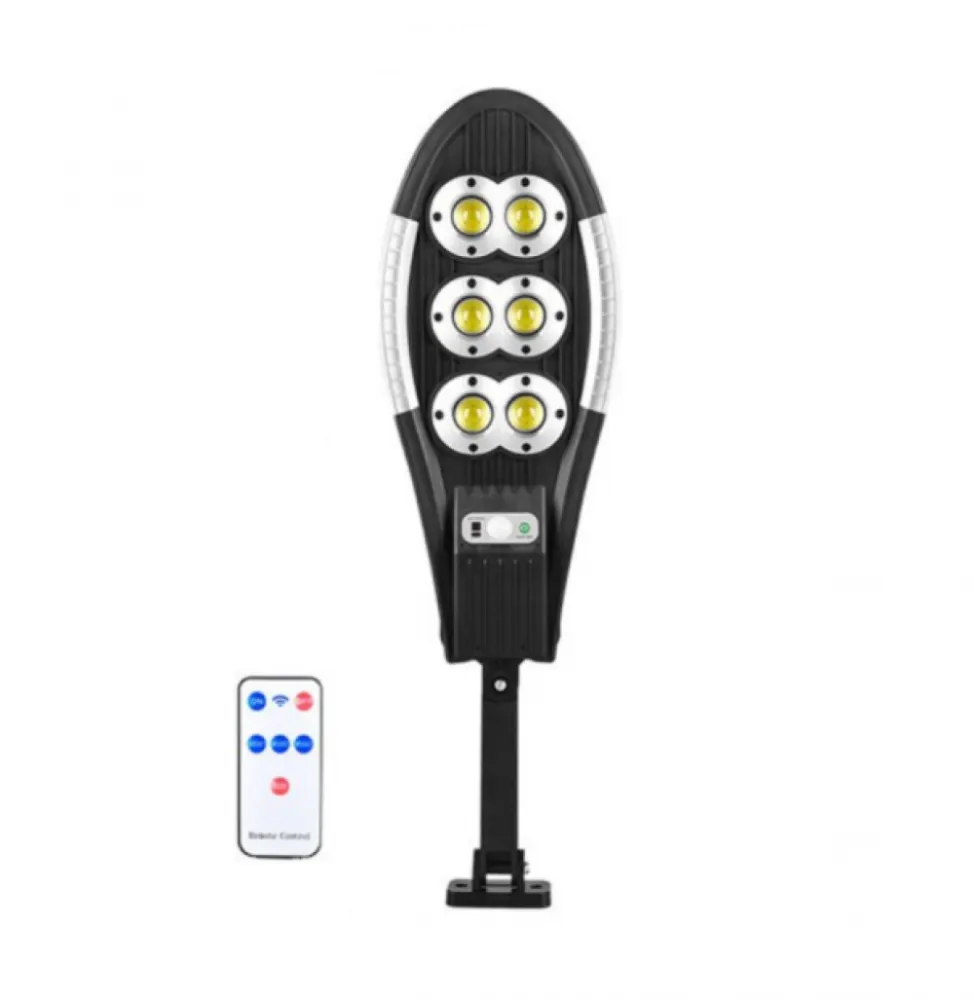 Lampa Solara Stradala 60W cu 6 LEDuri COB, 3 Moduri de Functionare, Telecomanda, Senzor de Miscare si Lumina