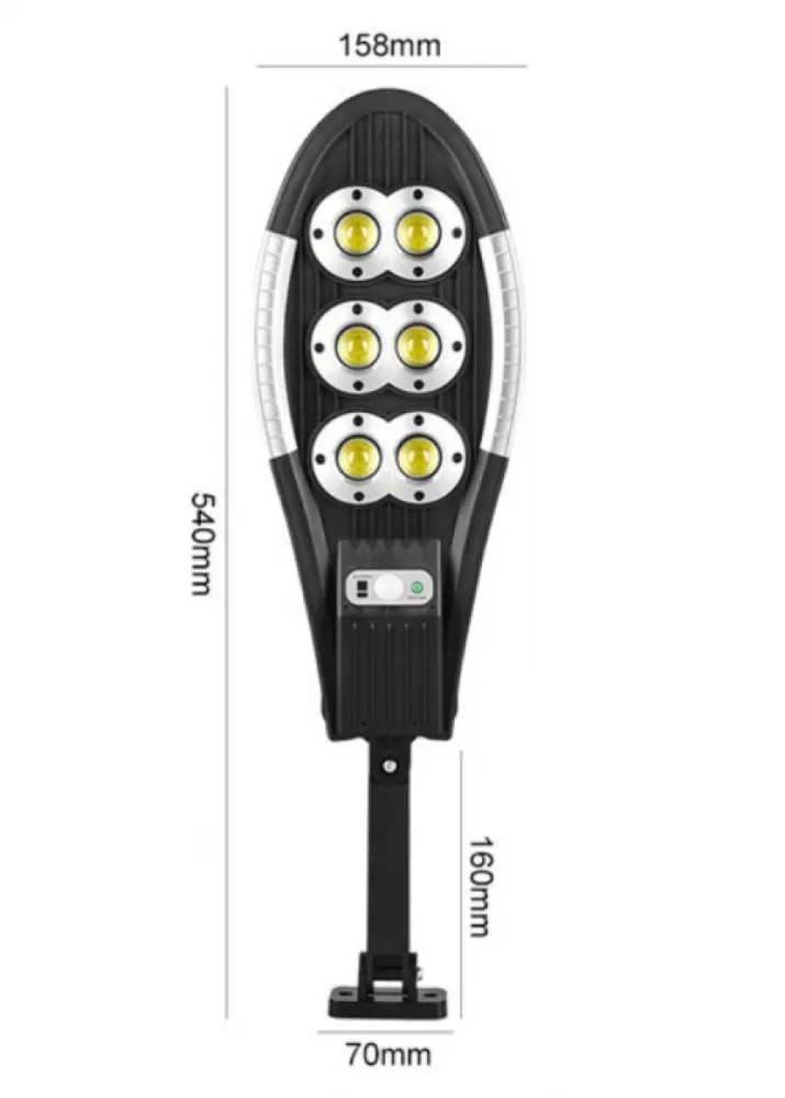 Lampa Solara Stradala 60W cu 6 LEDuri COB, 3 Moduri de Functionare, Telecomanda, Senzor de Miscare si Lumina