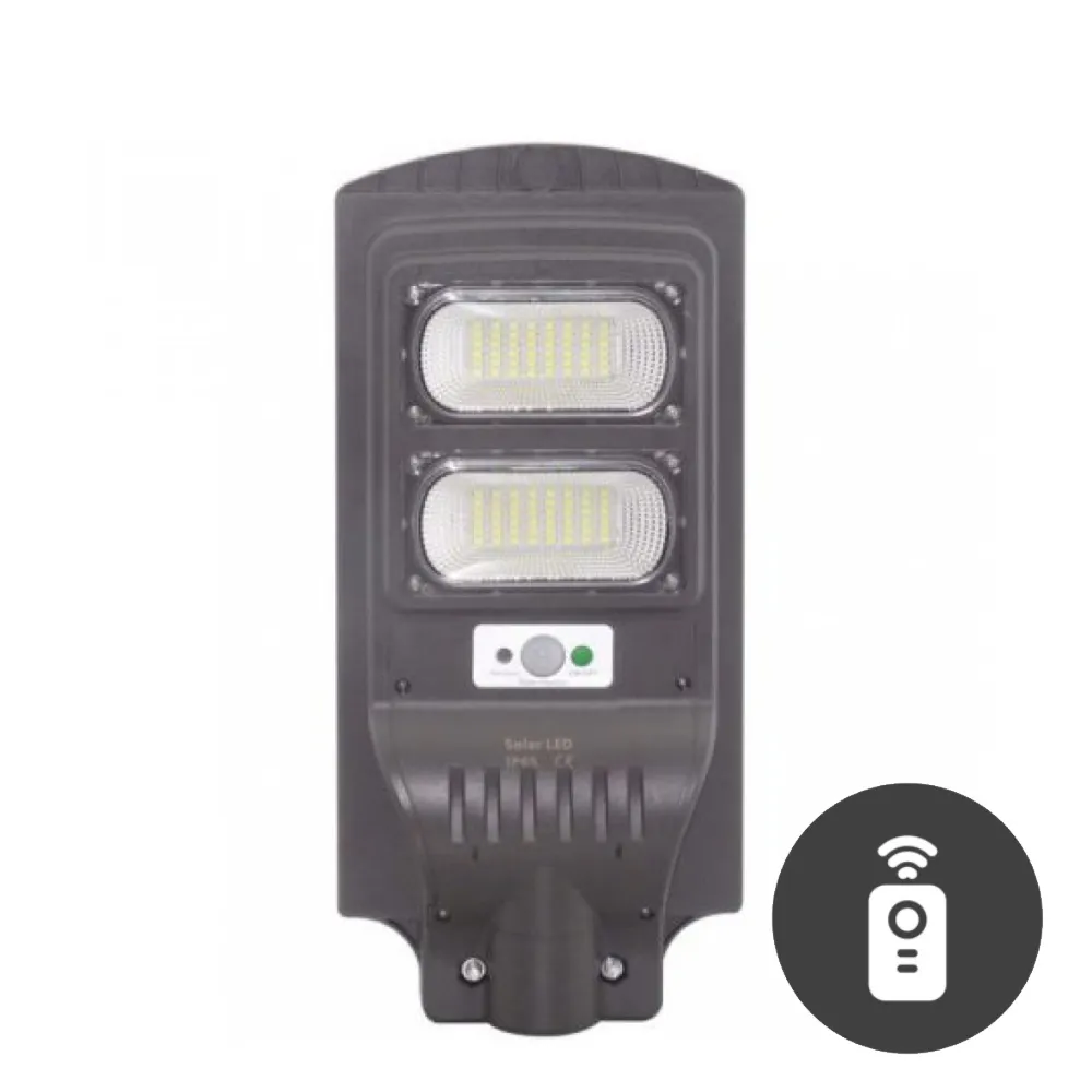 Lampa Solara Stradala 60W cu 96 LEDuri, 3 Moduri de Functionare, Telecomanda, Senzor de Miscare si Lumina