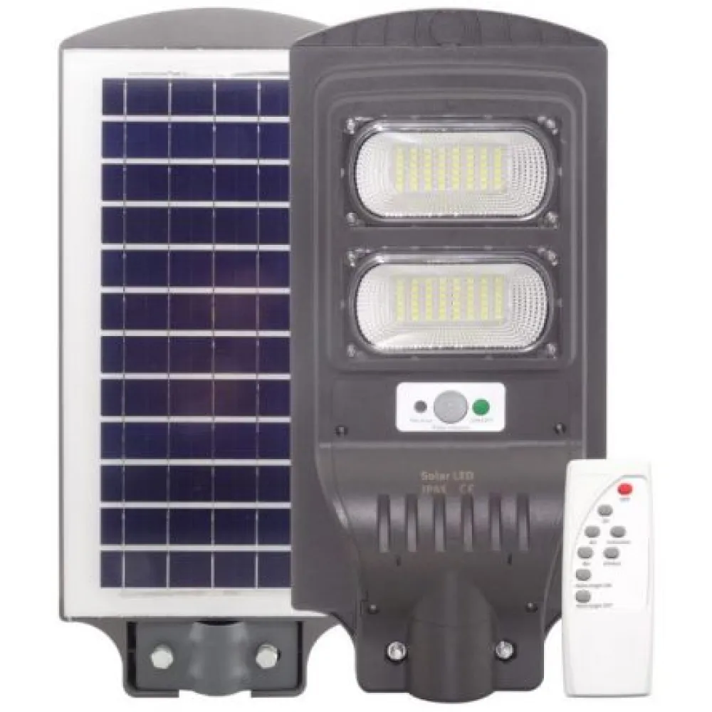 Lampa Solara Stradala 60W cu 96 LEDuri, 3 Moduri de Functionare, Telecomanda, Senzor de Miscare si Lumina