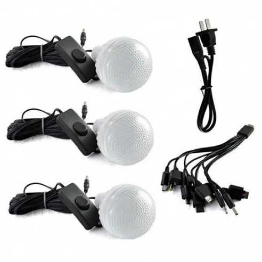 Kit Solar de Urgenta cu Acumulator, Lanterna, Lampa LED, USB si 3 Becuri LED