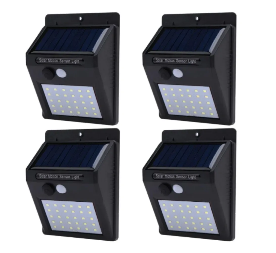Set 4 Lampi Solare de Perete cu 30 LEDuri, Senzor de Miscare si Lumina