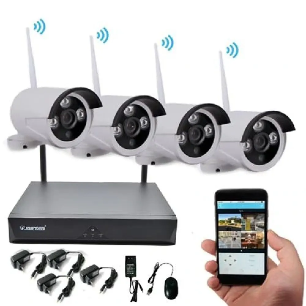 Set 4 Camere de Supraveghere WIFI cu Senzor de Miscare si Alarma, de Exterior