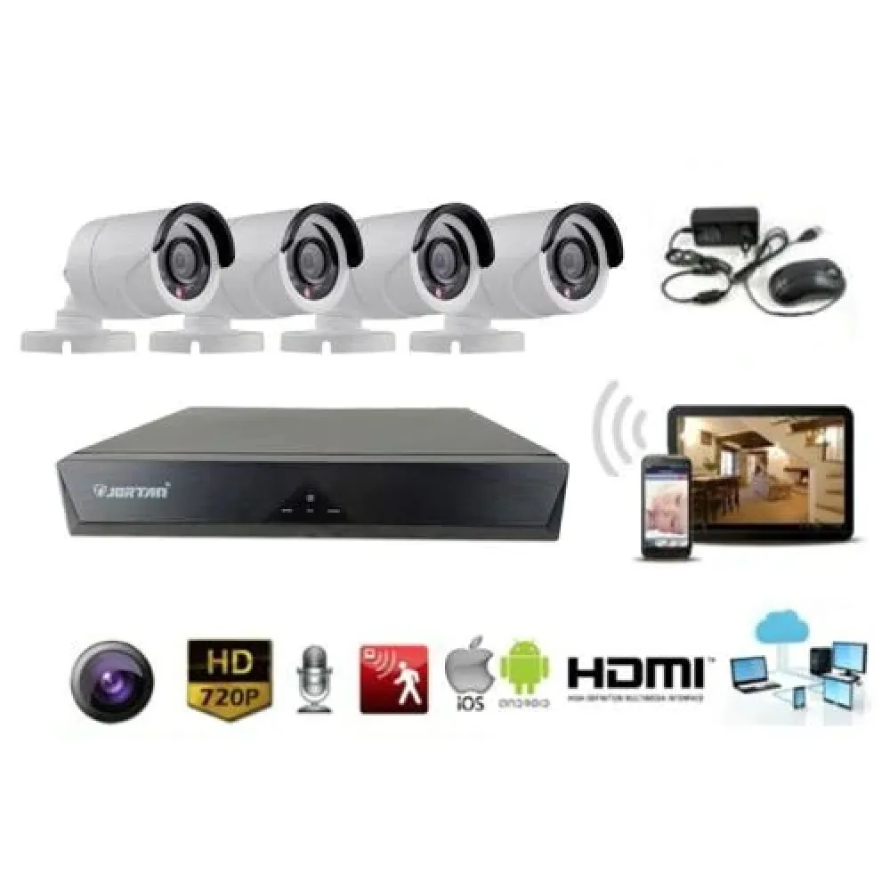 Set 4 Camere de Supraveghere WIFI cu Senzor de Miscare si Alarma, de Exterior
