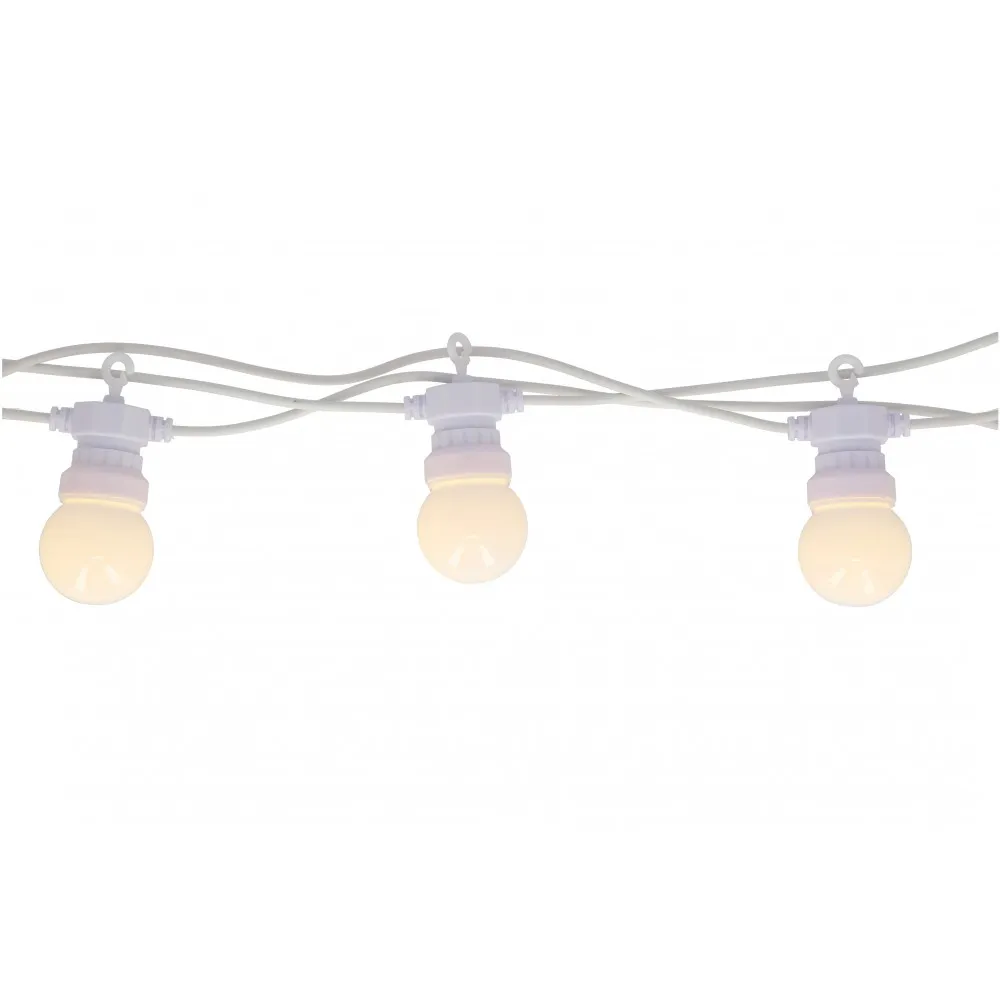 Ghirlanda Luminoasa 20M cu 40 Globuri Mate, Cablu Alb, Lumina Naturala, Conectabila pana la 30M, de Exterior