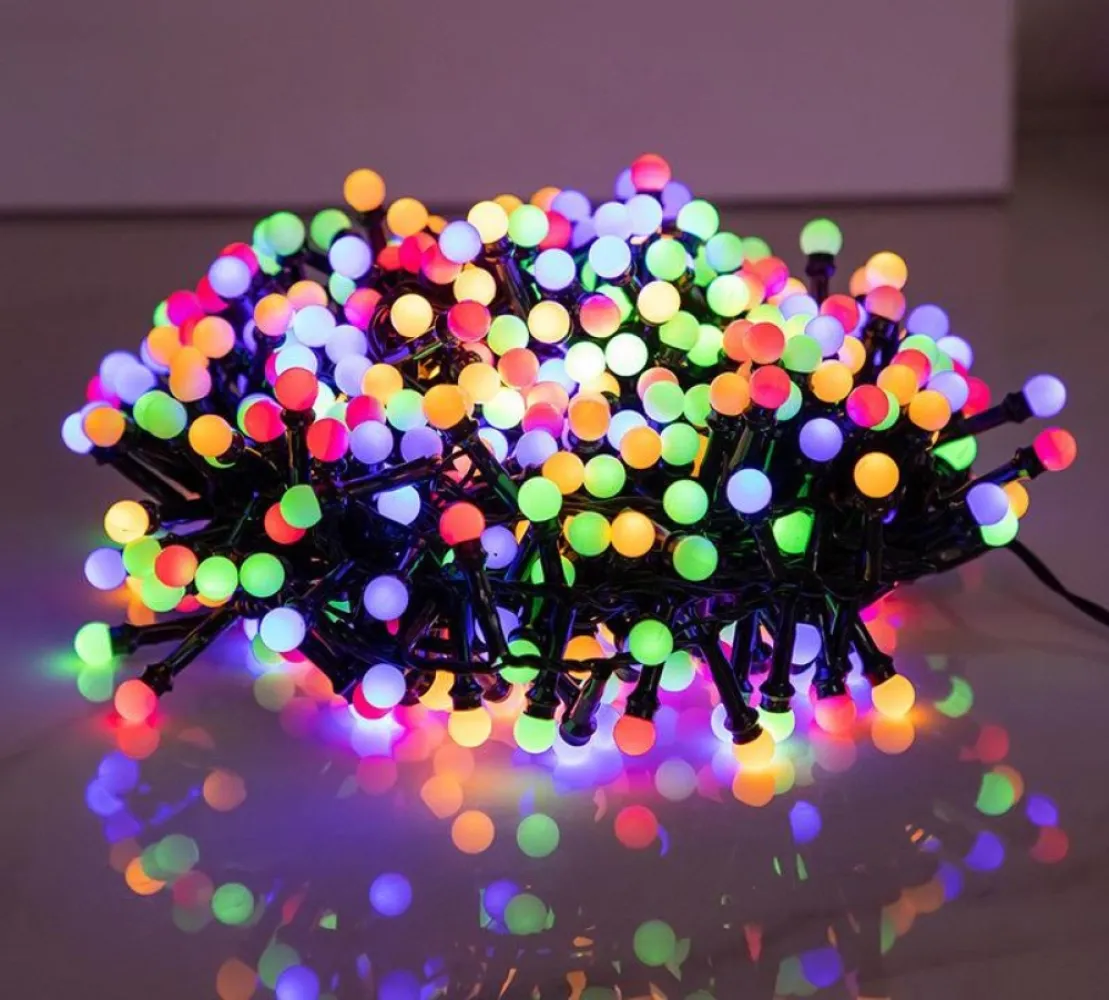 Ghirlanda Luminoasa cu Bilute Artificii 15M cu 300 LEDuri, 8 Programe, Lumina Colorata, de Exterior