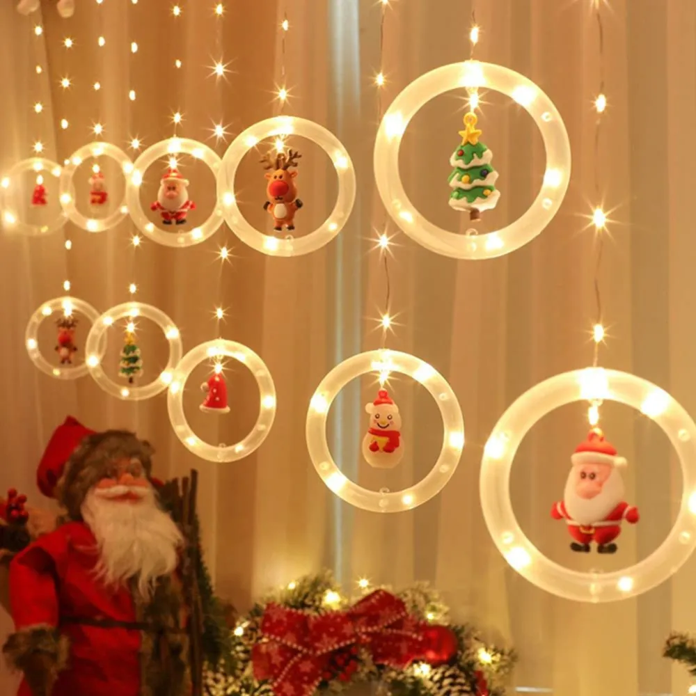 Ghirlanda Luminoasa Decorativa 3M cu 10 Globuri cu Mos Craciun, Cablu Cupru Argintiu, 8 programe, Lumina Calda, Conectabila 15M