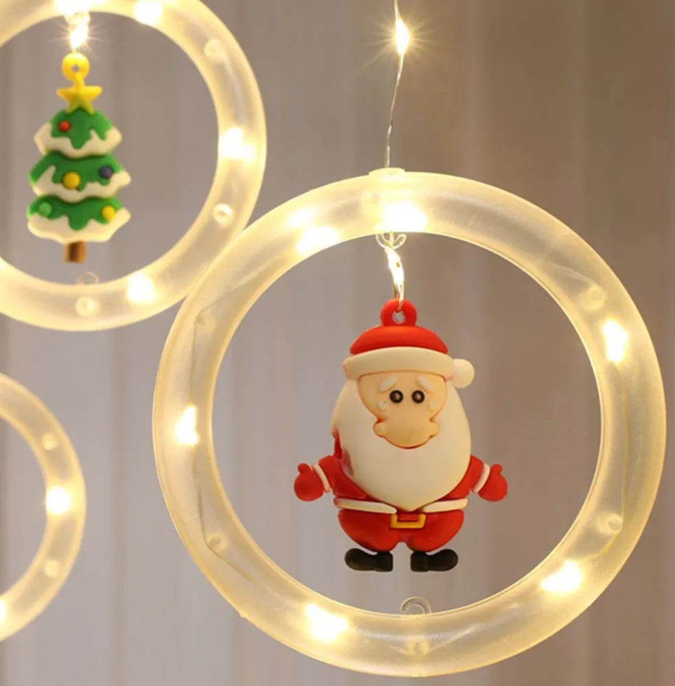 Ghirlanda Luminoasa Decorativa 3M cu 10 Globuri cu Mos Craciun, Cablu Cupru Argintiu, 8 programe, Lumina Calda, Conectabila 15M
