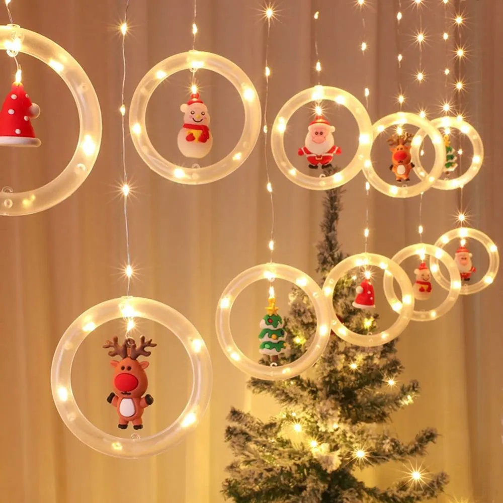 Ghirlanda Luminoasa Decorativa 3M cu 10 Globuri cu Mos Craciun, Cablu Cupru Argintiu, 8 programe, Lumina Calda, Conectabila 15M