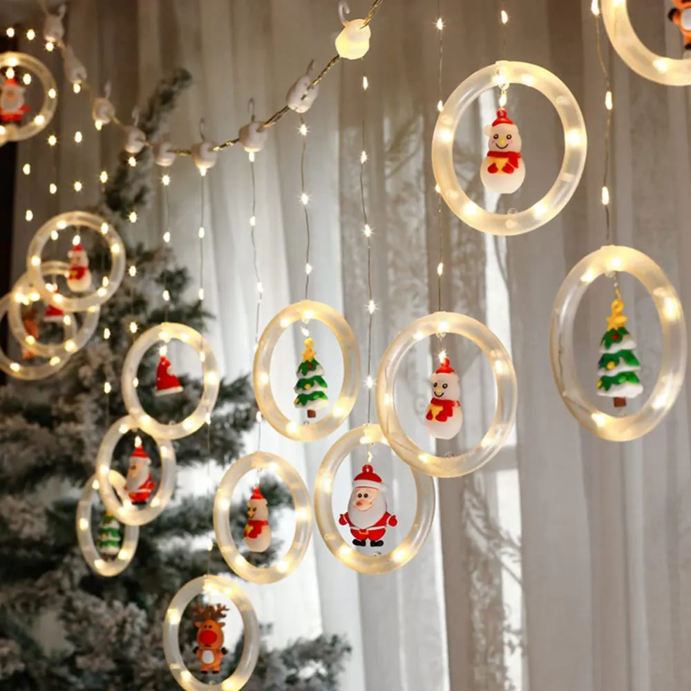 Ghirlanda Luminoasa Decorativa 3M cu 10 Globuri cu Mos Craciun, Cablu Cupru Argintiu, 8 programe, Lumina Calda, Conectabila 15M