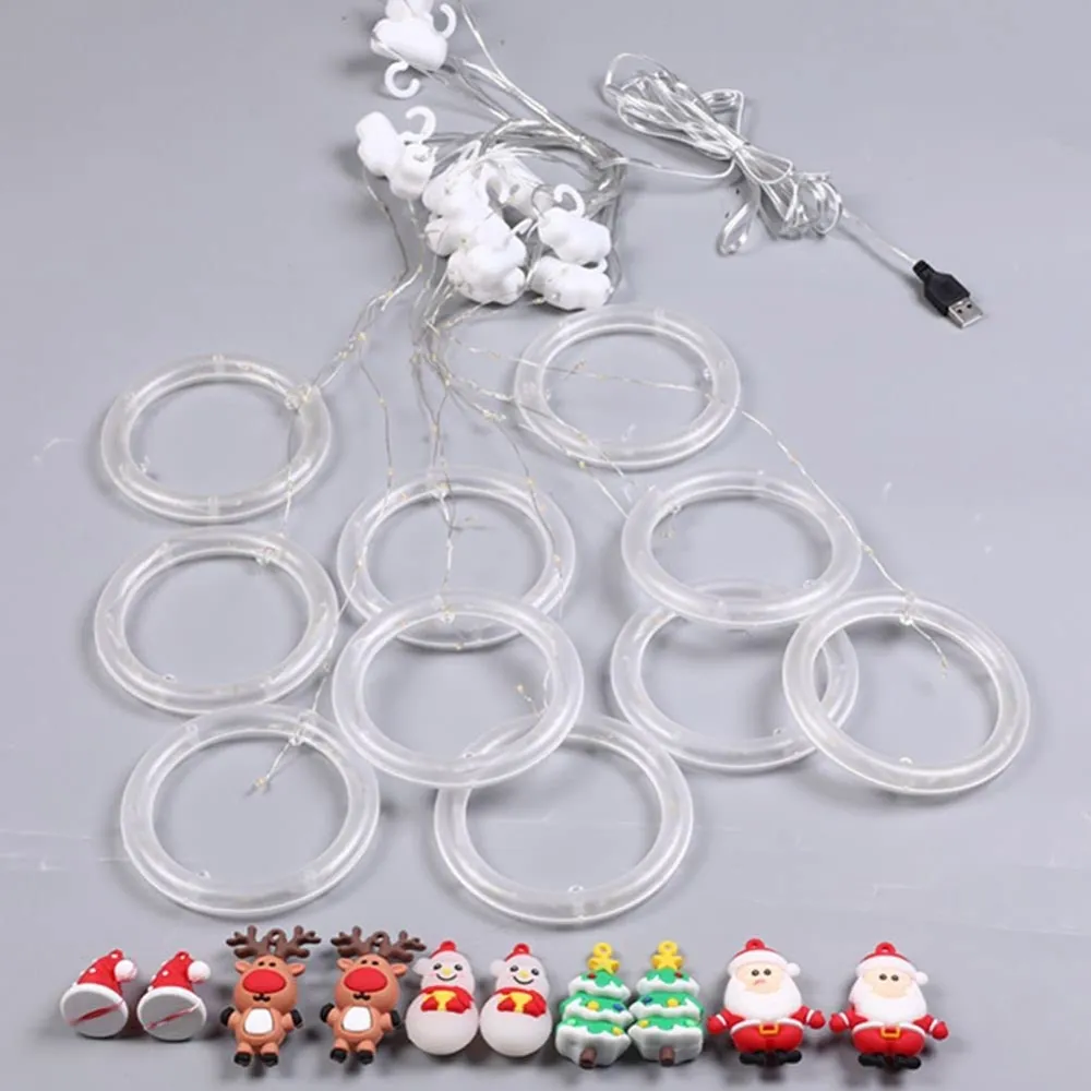 Ghirlanda Luminoasa Decorativa 3M cu 10 Globuri cu Mos Craciun, Cablu Cupru Argintiu, 8 programe, Lumina Calda, Conectabila 15M