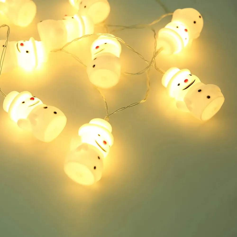 Ghirlanda Luminoasa 3M cu 10 LEDuri cu Om de Zapada, Lumina Calda, cu Baterii
