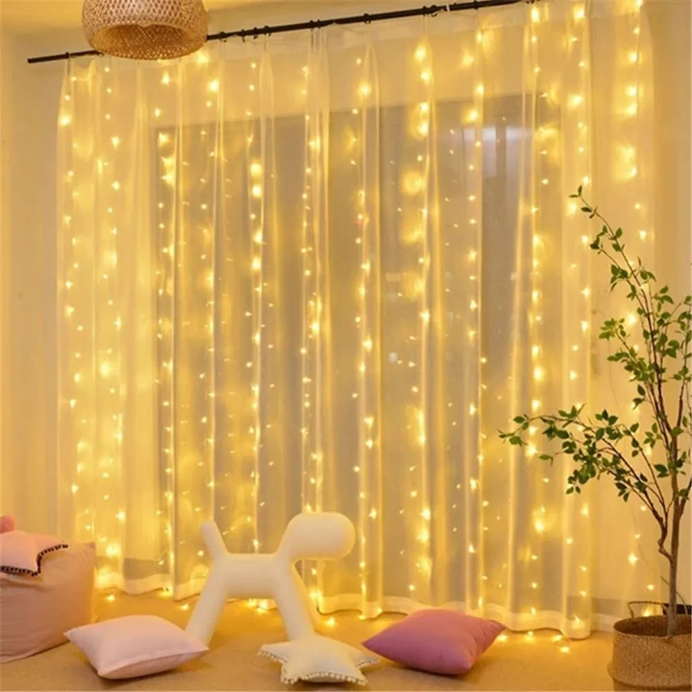Perdea Luminoasa Decorativa din Cupru Argintiu 5M x 2M, 350 LEDuri, Lumina Foarte Calda