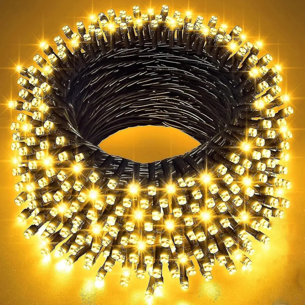 Ghirlanda Luminoasa Decorativa 100M cu 1000 LEDuri, Cablu Negru, Lumina Calda, cu Transformator, de Exterior