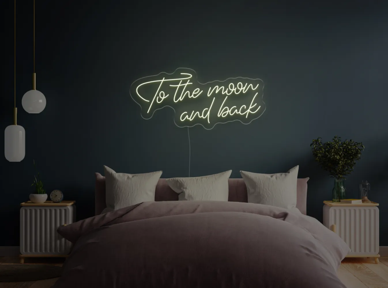 Semn Luminos LED Neon de Inchiriat TO THE MOON AND BACK