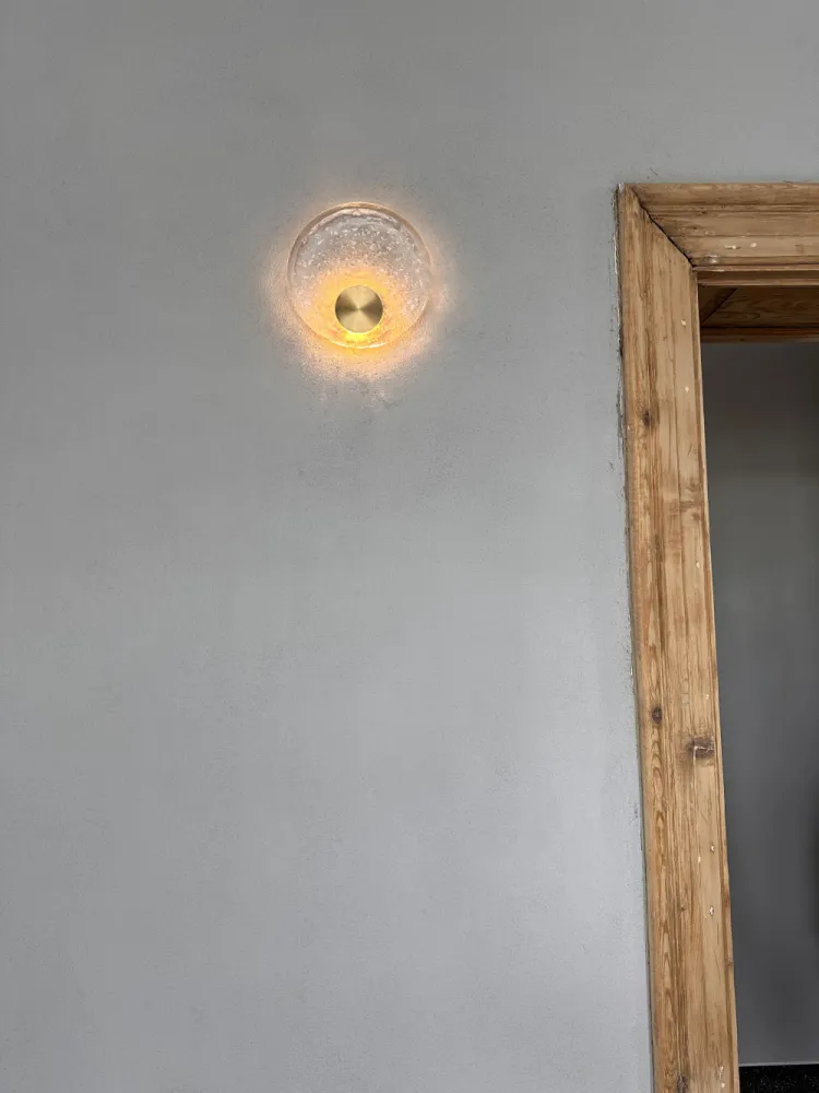 Lampa de Perete cu LED, din Sticla si Cupru Auriu, Lumina Calda, Diametru 20 cm