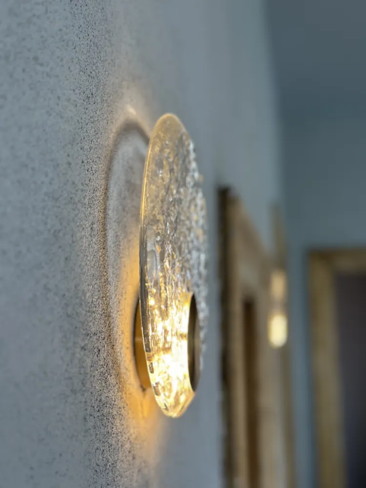 Lampa de Perete cu LED, din Sticla si Cupru Auriu, Lumina Calda, Diametru 20 cm