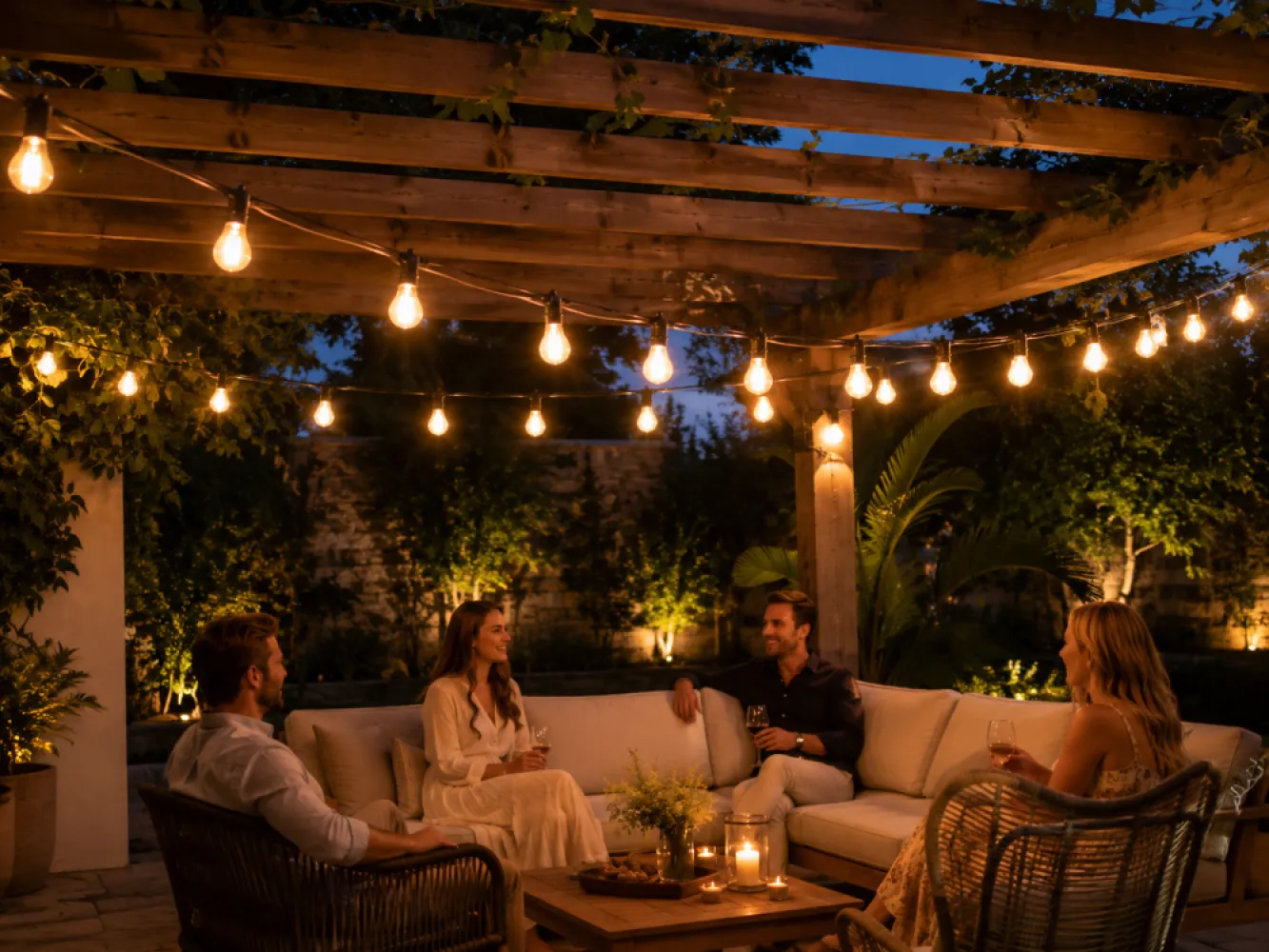 Ghirlanda Luminoasa 10M cu 20 Becuri LED, E27, 2W, Cablu Plat, Negru, Lumina Calda, Conectabila 250M, de Exterior