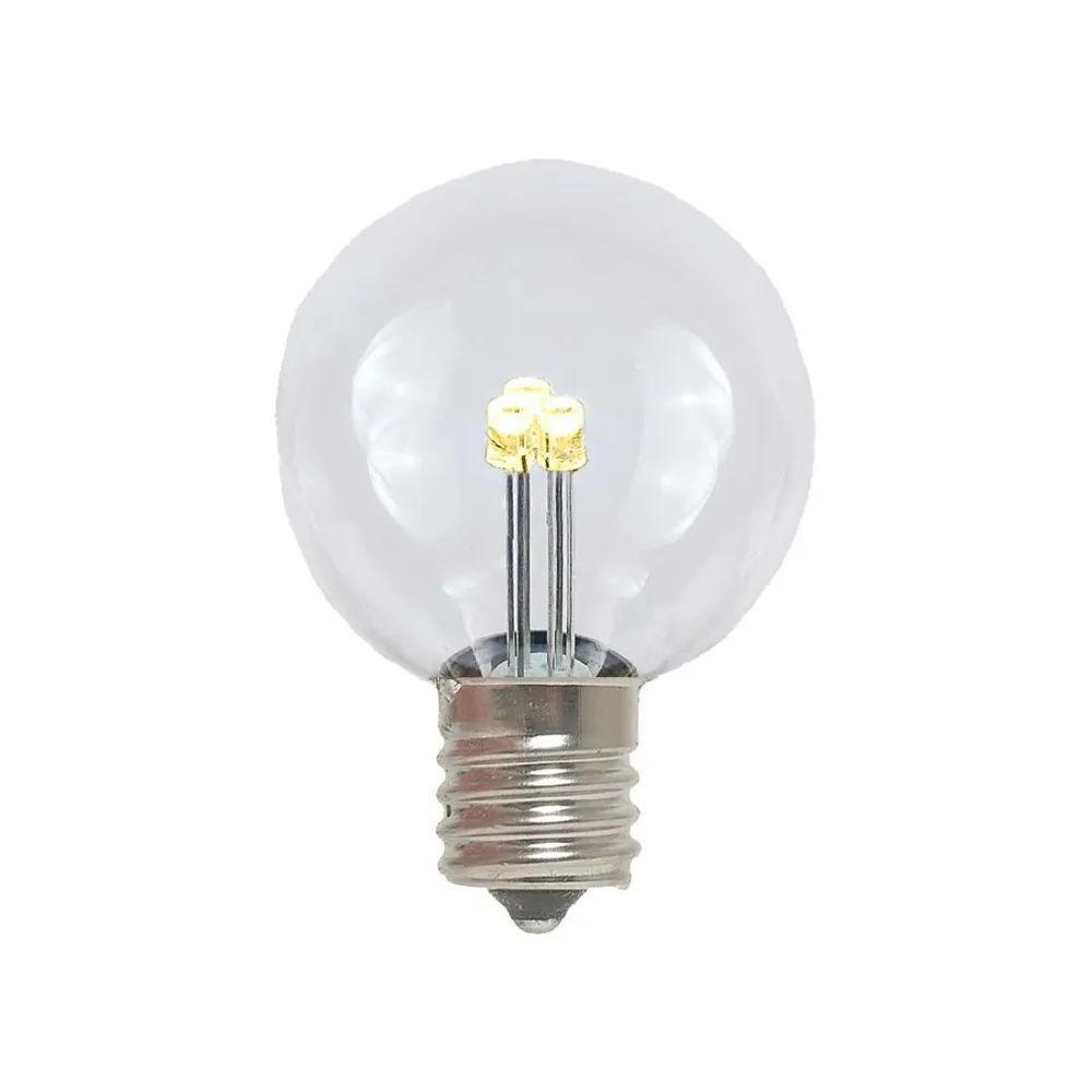 Bec Transparent Retro 3 LEDuri, 1W, din Plastic, E12, G40, Lumina Foarte Calda, de Exterior