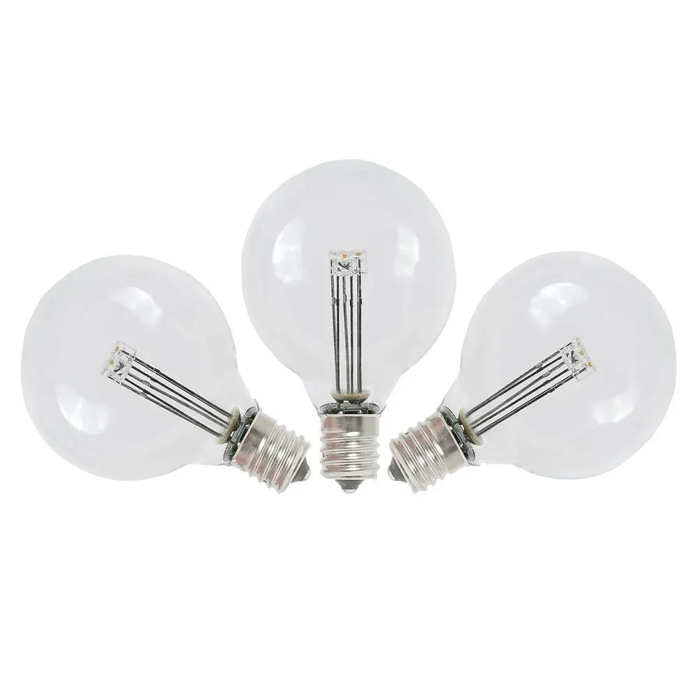 Bec Transparent Retro 3 LEDuri, 1W, din Plastic, E12, G40, Lumina Foarte Calda, de Exterior
